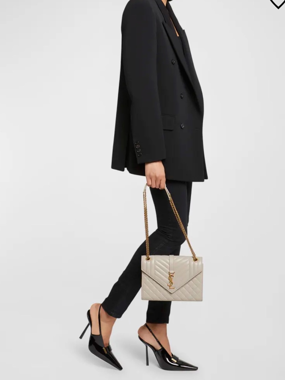 Saint Laurent Envelope Triquilt Medium Shoulder Bag Smooth Quilted Leather